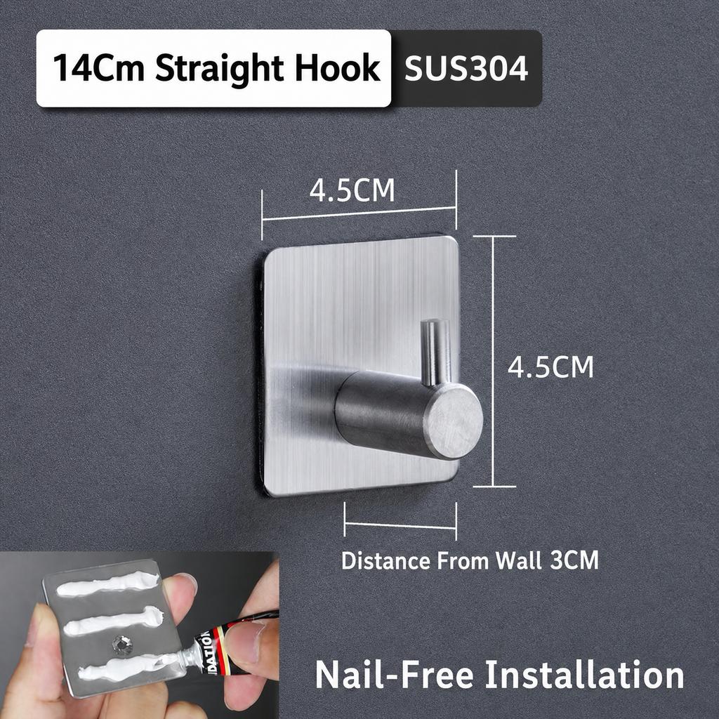 Stainless Steel Adhesive Hooks Wall Mounted Hook