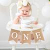 Festive Chair Flag Banner Paper Baby First Party Decoration Burlap ONE Garland  Baby First Birthday