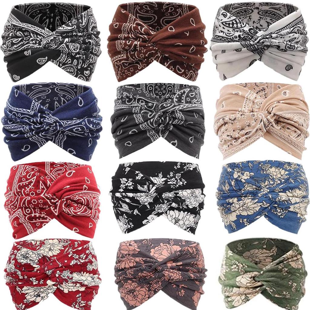 Богемная женская нескользящая повязка для йоги – Широкая, эластичная, влагоотводящая для бега и тренировок