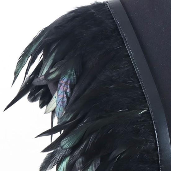 Средневековая накидка из перьев Панк Готика Искусственная кожа Костюм Доспехи Хэллоуин Косплей Регулируемый