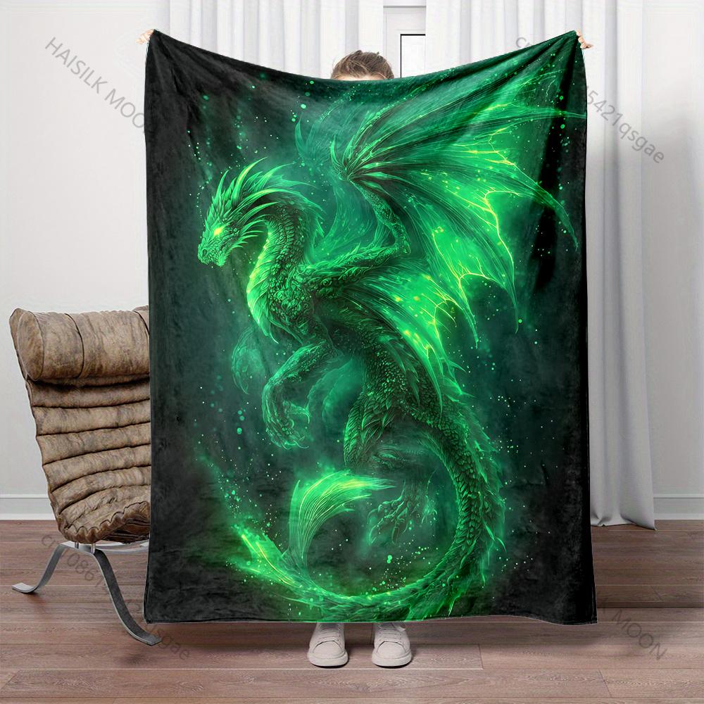 Multiple sizes Glowing Green Dragon Blanket Suitable for Home Bedroom Sofa Travel Camping Blanket Various Sizes for Gifts