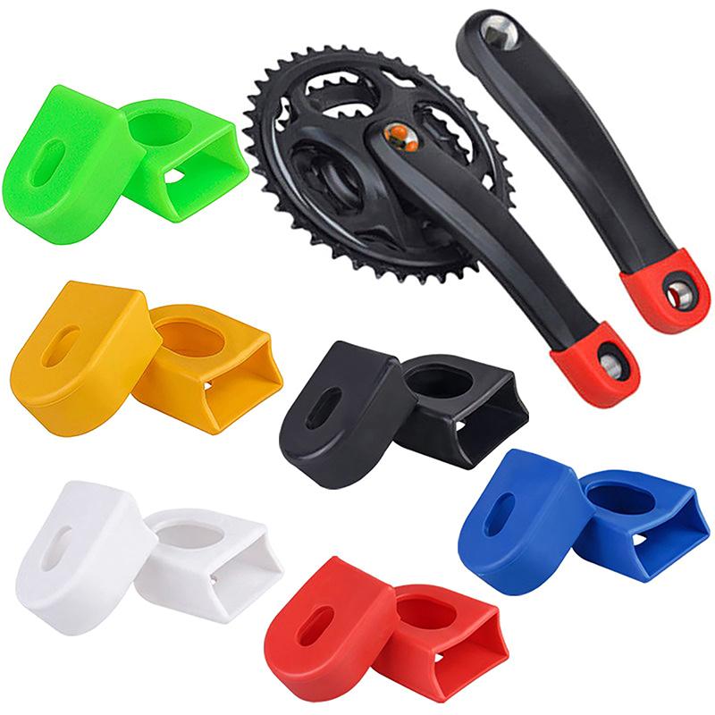 1 Pair Bicycle Silicone Crank Cover Protector Silicone Sleeve Pedal Crankset Protective Case Mountain Bike Cycling Accessories