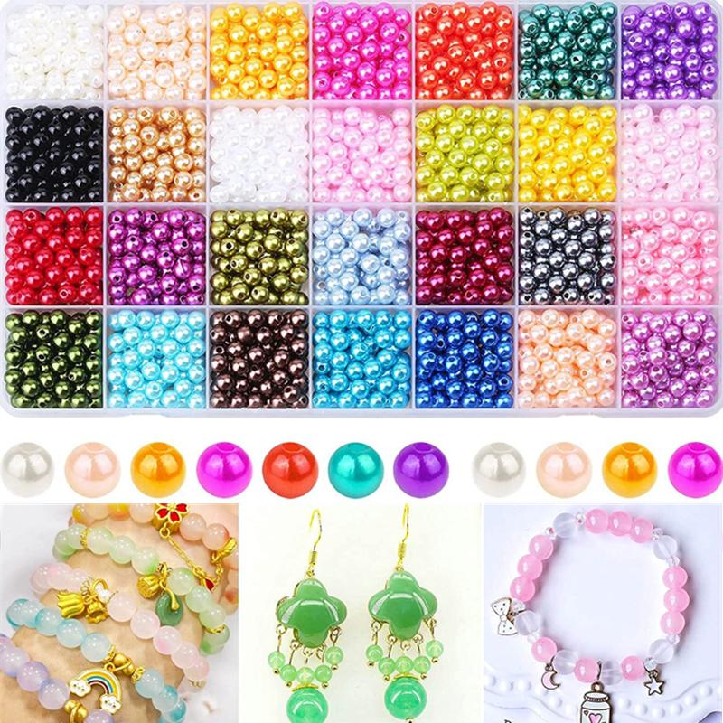 1960 шт. 6 мм бусины из АБС-пластика для изготовления ювелирных изделий, 28 цветов, хрустальные бусины из драгоценных камней, изготовление браслетов, круглые ремесленные бусины, сделай сам, ожерелье, браслет, принадлежности для изготовления ювелирных изделий