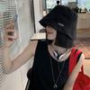 Summer Black Chic Bucket Hat For Women Versatile Japanese Korean Style Material Acrylic