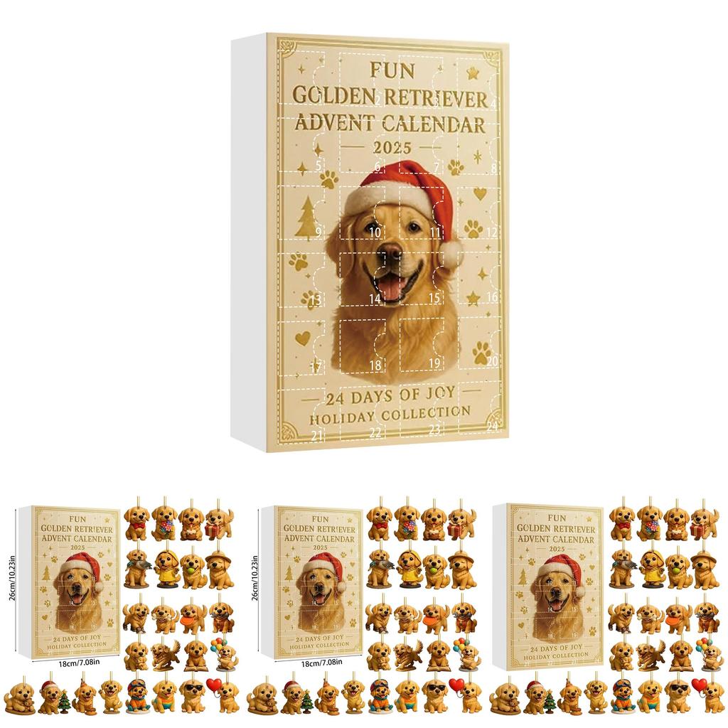 Dog Theme Christmas Advent Calendar With Acrylic Animal Figures For Holiday Gift Giving