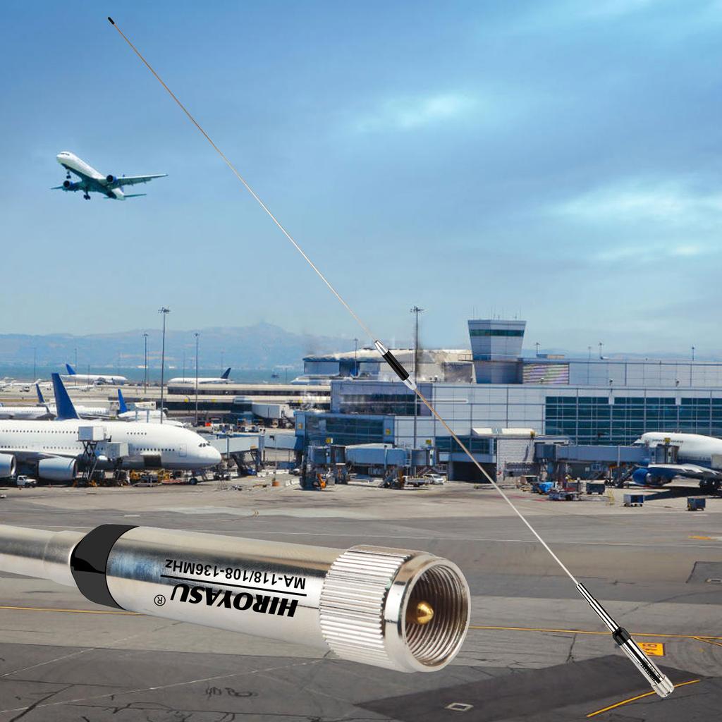 HIROYASU MA-118 Air Band Mobile Antenna Aviation Frequency 108-136MHz Two Segments 2.15dBi 1 Meter Transceiver Antenna
