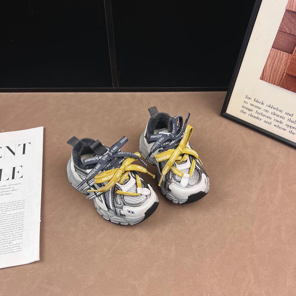 Зима 2025 Унисекс Детские Легкие Велюровые Кроссовки для Бега - Модная, Нескользящая, Универсальная Повседневная Спортивная Обувь