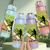 1PC Tennis Sport Pattern 750ml Color Plastic Sports Water Bottle Leakproof Flip Straw Lid Suitable for Sports Office Home Use