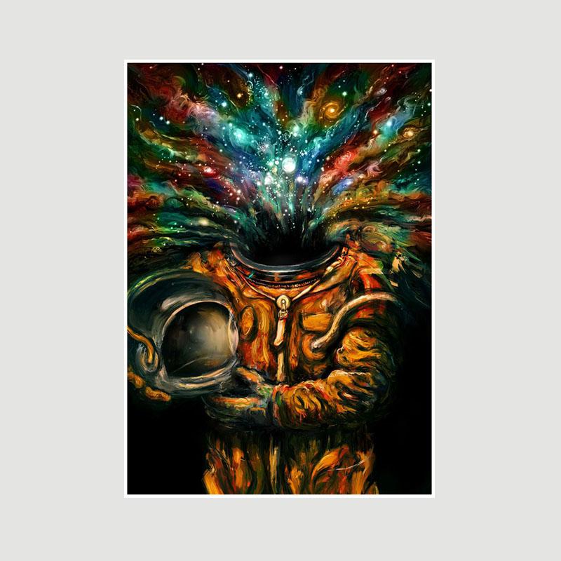 Astronaut Space Dreaming Poster Aesthetic White Paper Posters and Prints Wall Art Pictures for Living Room Bar Decoration Painting Home Decor