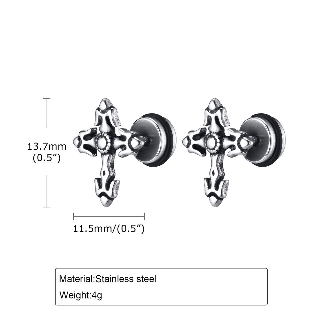 Spider/Cross/Cat/Crow/Four-pointed Star Stud Earrings for Unisex Unique Design Punk Personality Earrings Enamel Fashion Jewelry