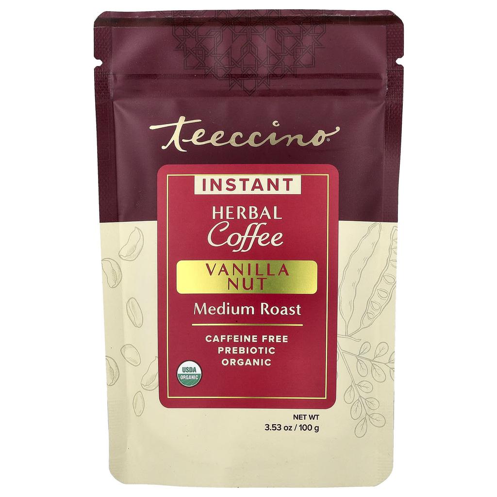 Teeccino Растворимый травяной кофе, Ванильный орех, Средняя обжарка, Без кофеина, 100г (3,53 унции)