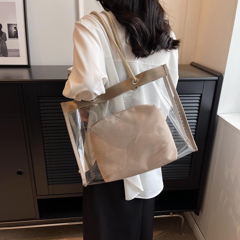 Прозрачная большая сумка из ПВХ для женщин, сумка через плечо большой емкости