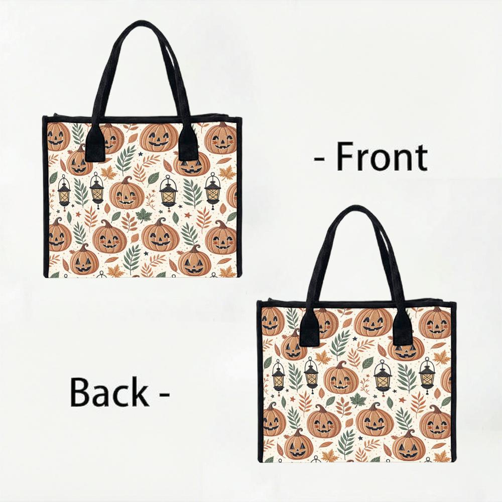 Halloween Pumpkin Tote Bag Fashion Casual Large Capacity Daily Outdoor Handbag for Women