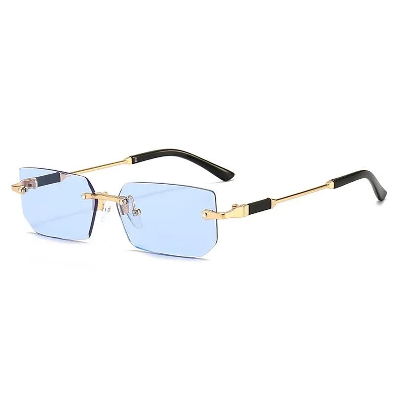 Fashion Rimless Sunglasses for Men Women UV Protection Multi Color Glasses Outdoor Driving Travel Accessories