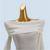 Desire Ruched off-Shoulder off-Shoulder Knitting Bottoming Shirt Silm Slim Looking Gentle Style Long Sleeves Wool Soft Glutinous Inner Wear for Women