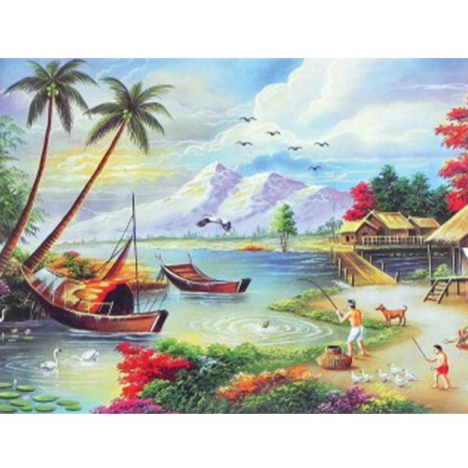 Landscape Diamond 5DDIY Painting Landscape Diamond Embroidery Forest Bridge Landscape Cross Embroidery Picture Home Decoration