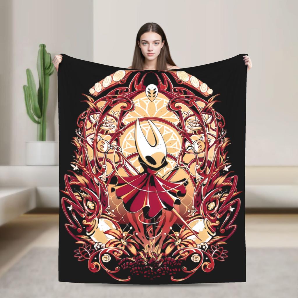 Hollow Knight Silksong Gothic Flannel Throw Fashion Blankets Indie Game for Bedspreads Knitted Fashion Blanket Office Ultra-Soft Multifuncti
