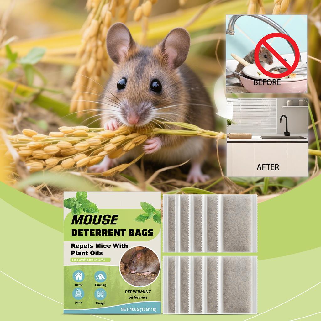Пакет от вредителей, Мятный запах, Длительного действия, Подходит для дома, террасы, кемпинга и гаража.