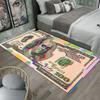 VIKAMA 100 Yuan Banknote Long Rug, Washable, Non-slip, Bedside Mat, Bedroom and Living Room Carpet, Home Decoration