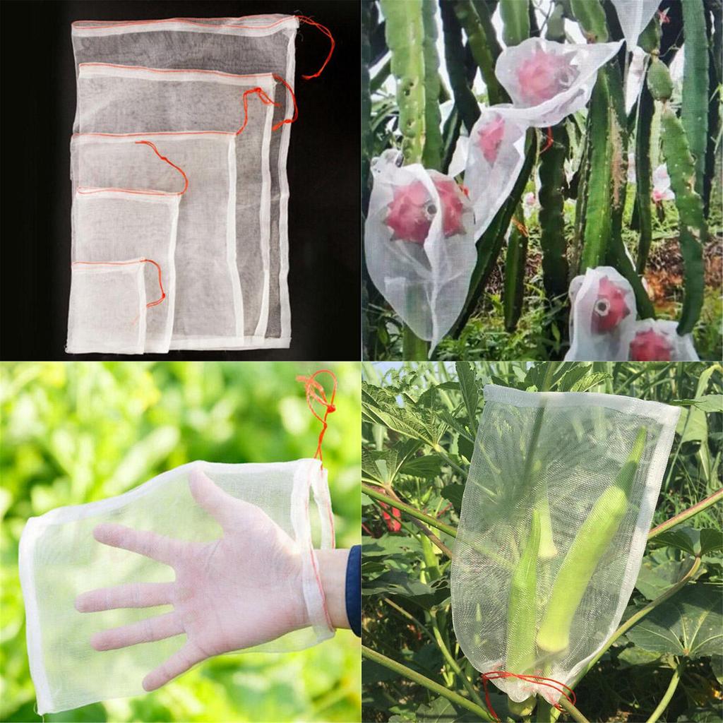 50 шт. Садовая сетчатая сумка с завязками для защиты растений, фруктов от насекомых, вредителей, птиц