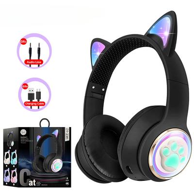 AKZ-62 RGB кошачьи ушки беспроводные наушники для ПК симпатичная 3D космическая капсула кошка Bluetooth гарнитура складная игровая гарнитура для детей девочек подарки