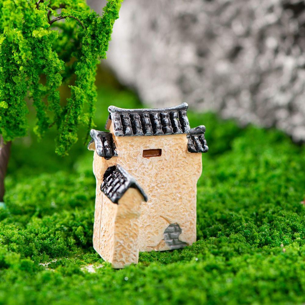 Decorative Mini Old City Gate Chinese Style Bonsai Landscaping Mini Resin House Home Desk