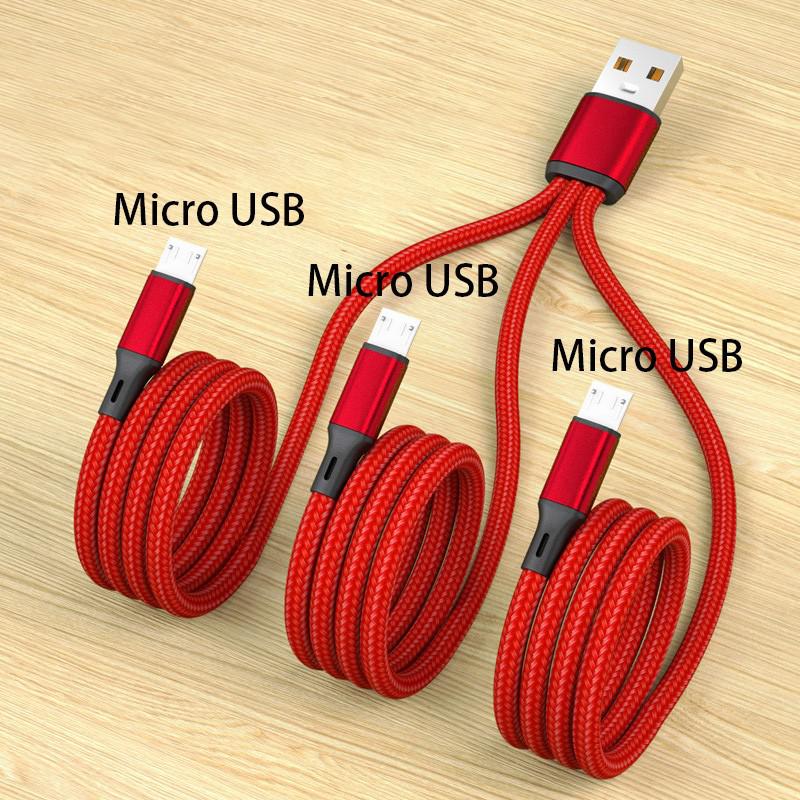 USB Charging Cable for Mobile Phone, Power Bank, Shaver Charging Cord, 3 Type-C, Micro USB, Fast Charging, 6A, 3 A
