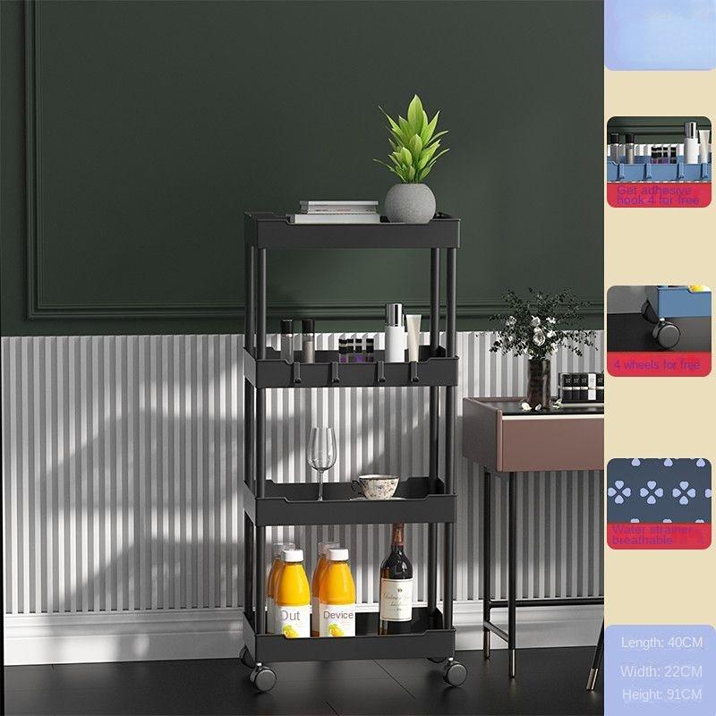 3 4-уровневые полки для хранения тележек на колесиках Многофункциональная тележка для хранения с колесами Простая сборка для ванной комнаты, кухни