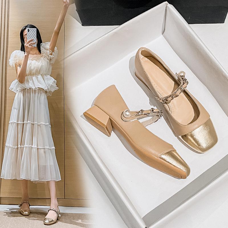 2024 Весна и осень Сезон Небольшой Нос Толстый Каблук Модные Универсальные Женские Одиночные Туфли