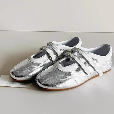 Французские туфли Мэри Джейн с круглым носком и неглубоким вырезом, универсальная повседневная спортивная обувь, новинка 2025 года, балетки на липучке