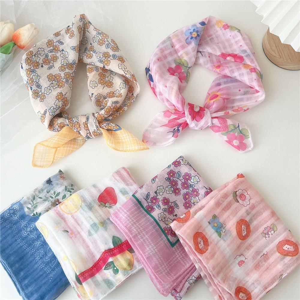 Маленький квадратный шарф из хлопка и льна, шелковый шарф, женский, весна и осень, новый стиль, художественный и универсальный, модный, темпераментный шарф-повязка на голову