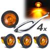 Amber LED Clearance Bullet Marker Lights 3/4 INCH Button Side LED Marker Light For Trailer Truck Accessories RV Car Bus Van 4pcs