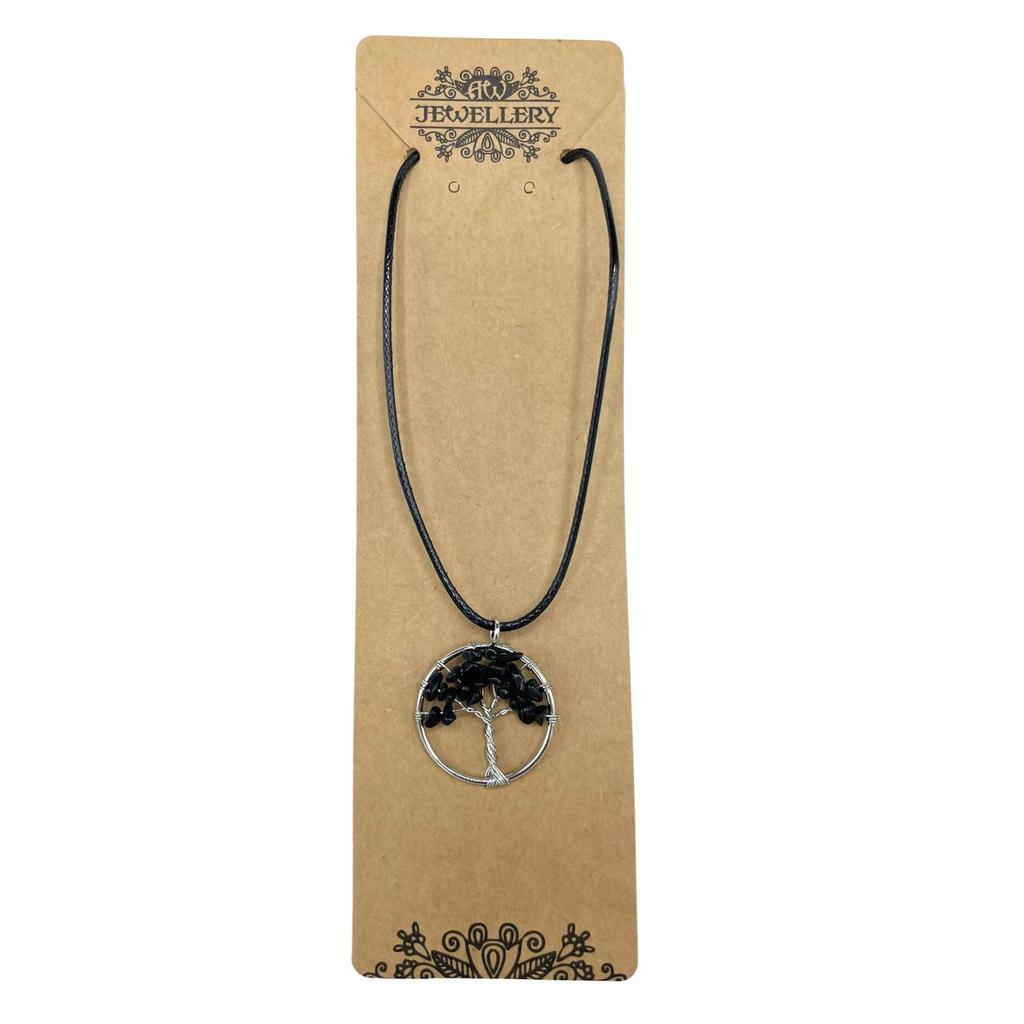Tree of Life Pendant Black Agate