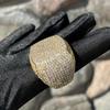 Европейское и американское хип-хоп Преувеличенное бриллиантовое большое квадратное кольцо для женщин Мужская личность Модный трендовый циркон