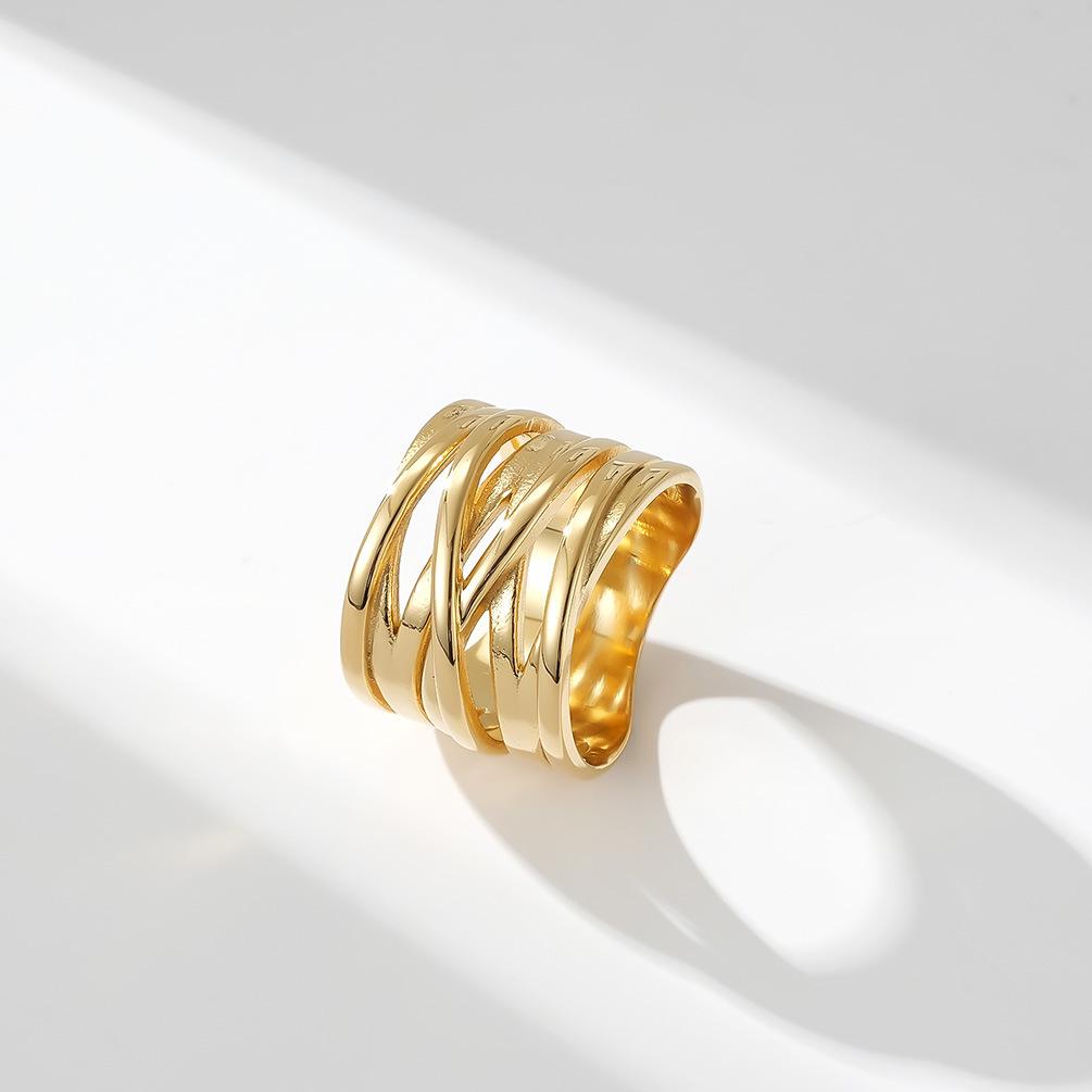 Женское кольцо из титановой стали 18 карат с 3D-элементом в европейском и американском стиле