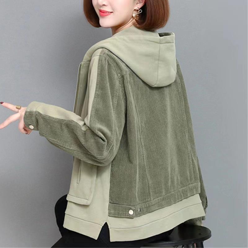 Spring Autumn Hooded Jacket Women's Loose Coat Fashion Korean Casual Cardigan Patchwork Short Outwear