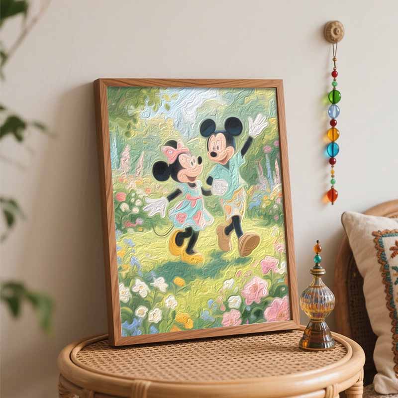 Disney Mickey and Minnie Mouse Garden Flowers Paint by Numbers Painting Art Kit Home Decor Gift