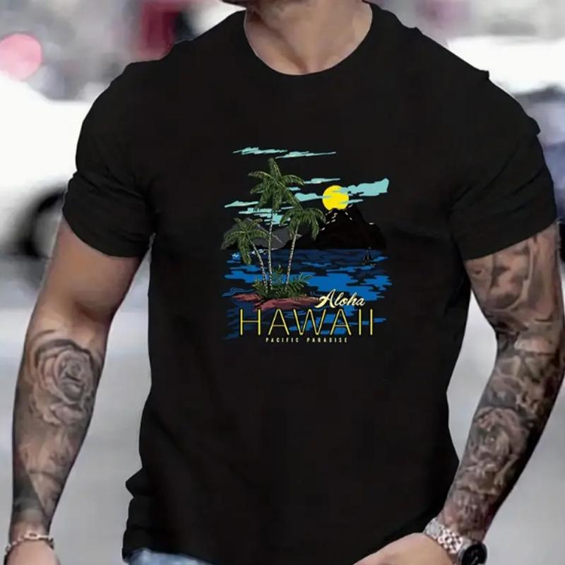 Новая летняя мужская модная футболка с принтом Coconut Tree Beach, мужская футболка, топ