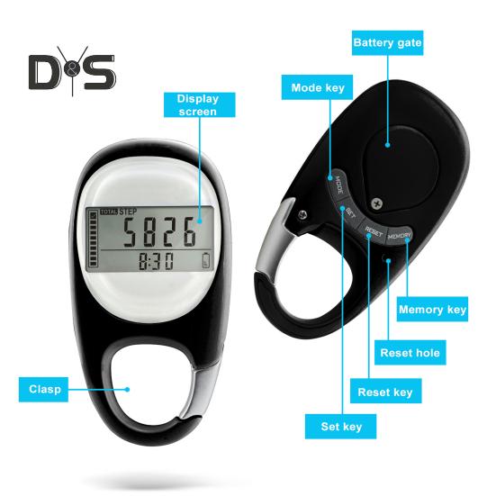 3D счетчик шагов, простой шагомер для ходьбы с карабином, точный зажим, трекер шагов для мужчин, женщин, детей, пожилых людей