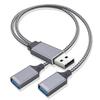 USB-разветвитель, 1 вход на 2 двойных USB-порта, адаптер-удлинитель для питания, передачи данных, зарядки для моделей 2025 года и новее, 25 см, для данных, но не работает с кабелем,