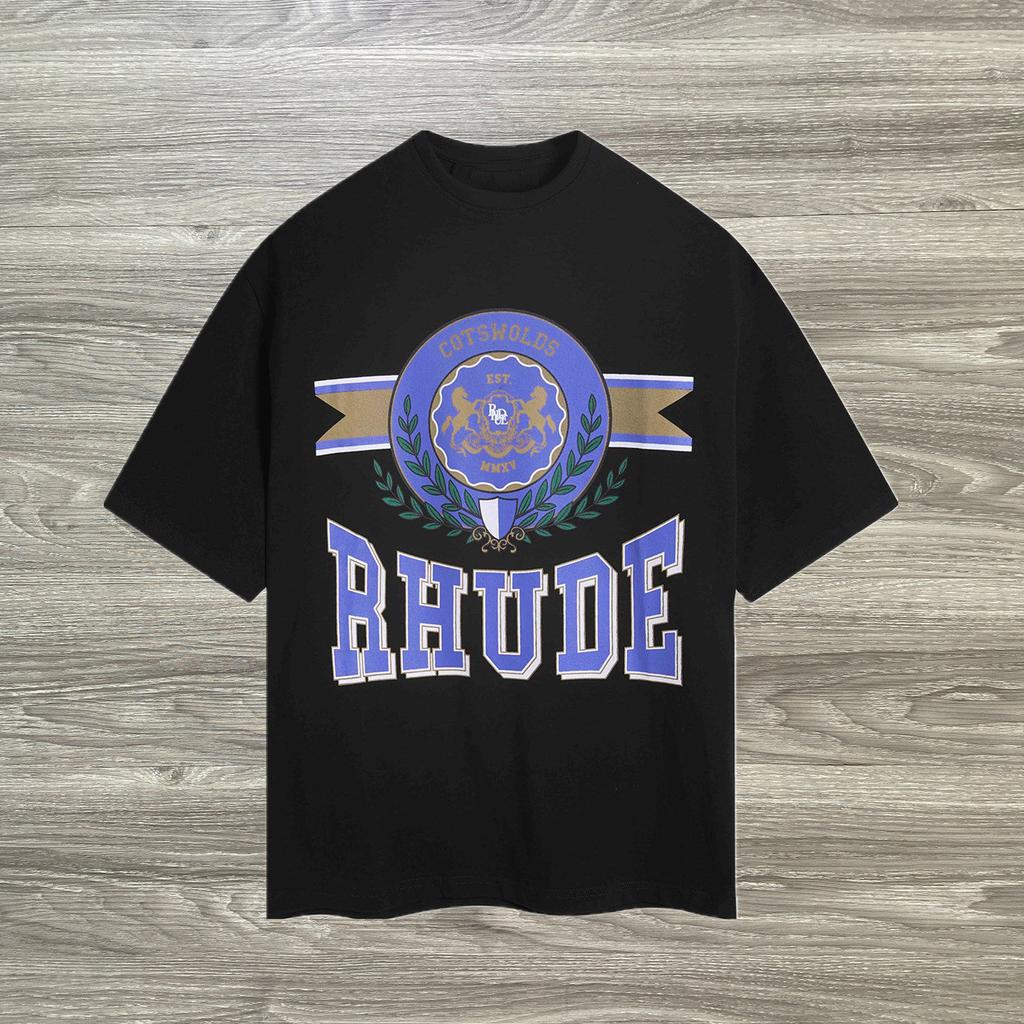 2026 Hot Rh Trendy Brand Ude Summer Crown Flag High Street Vintage Cotton Round Neck ShortSleeved TShirt For Unisex And Unisex