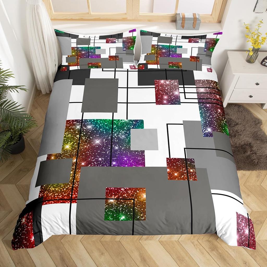 Абстрактная полоска леопард клетка пододеяльник геометрический принт гепарда постельное белье для девочек розовый черный серый твин квин чехол для одеяла