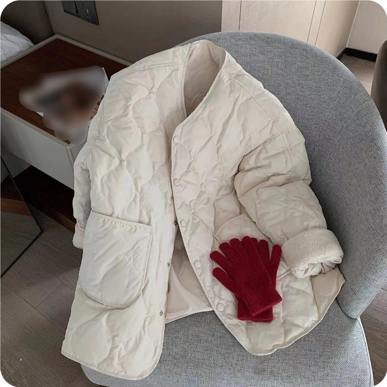 Ромбовидная хлопковая куртка с маленьким ароматом, женская зимняя свободная куртка из овечьей шерсти, женская, плюс бархатное утолщение