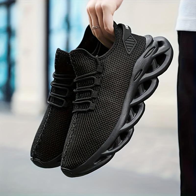 PLUS SIZE Mens Fashion Sneakers - Solid Woven Knit, Blade Design, Ultra-Breathable & Non-Slip - Soft Sole, Comfortable Casual Shoes for All-Day Wear