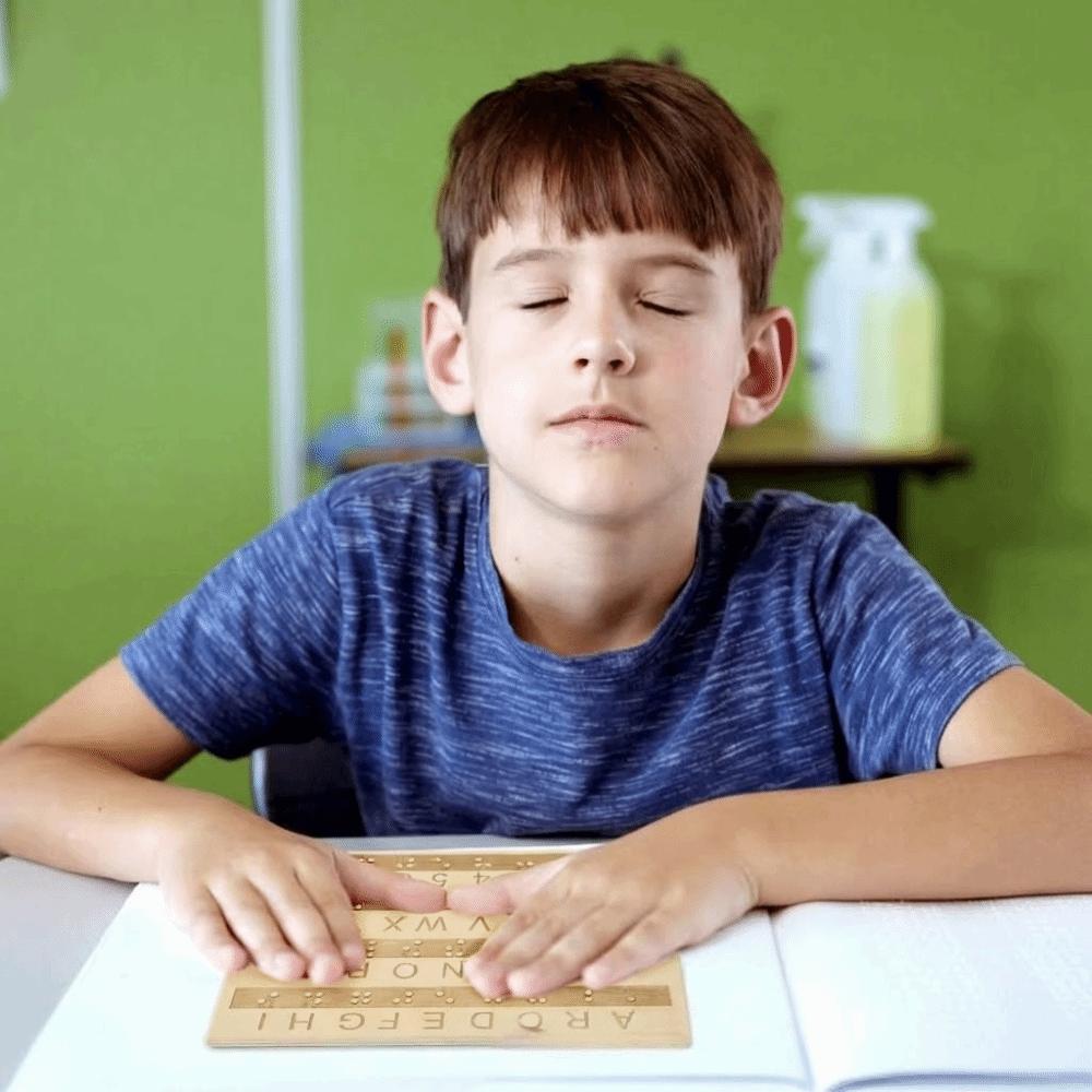 Thickened Braille Alphabet Board Wooden Braille Self-Learning Tool Visual Impairment Aids