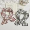Silk Scarf Square Scarf High-end Decorative Fashion Scarf Retro Plaid Headscarf Summer Women's Pastoral Silk Scarf