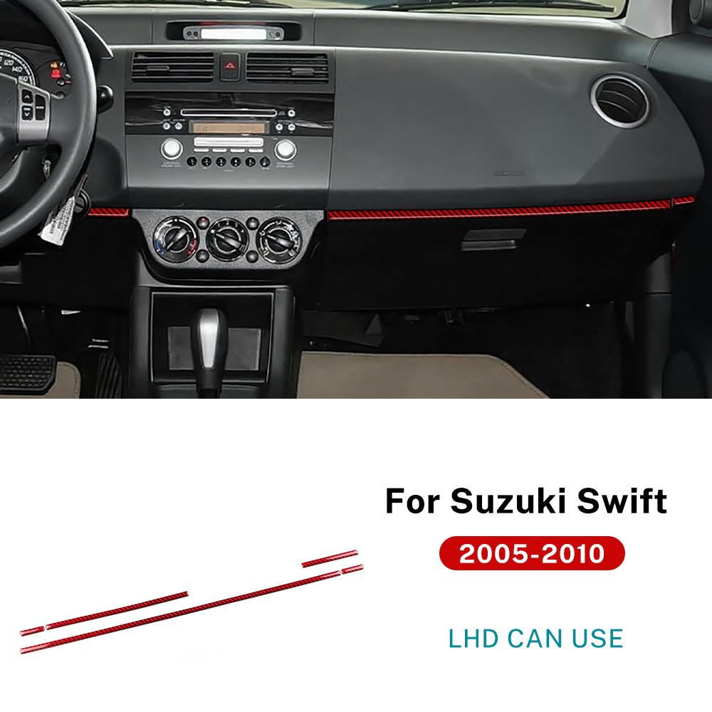Real Soft Carbon Fiber Sticker For Suzuki Swift ZC31S/ZC32S 2005 2006 2007 2008 2009 2010 Car Center Console Passenger Trim