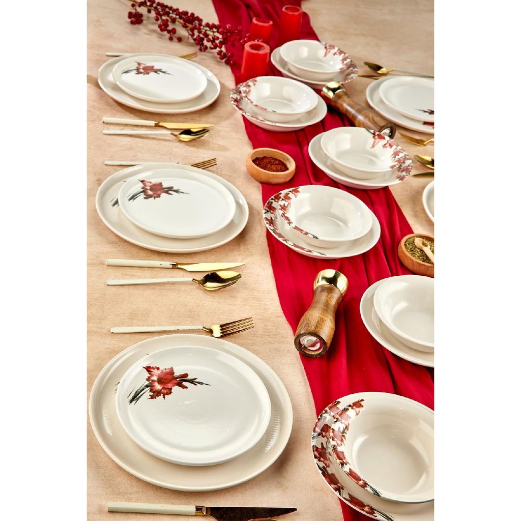 Gold Lux Ceramic Wishing Tree 24 Piece Dinner Set For 6 Persons