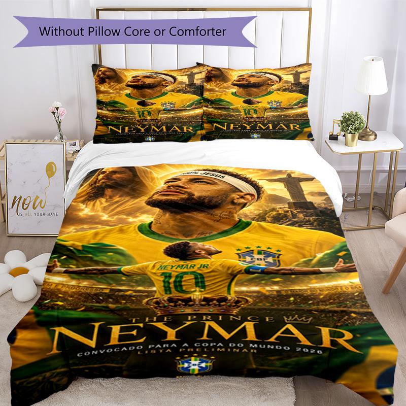 Ronaldo's Prince Neymar's Journey Glory Bedding Set, Breathable Duvet Cover with Pillowcases, Soft Bed Linen for Bedroom Home Decoration, Perfect Fest