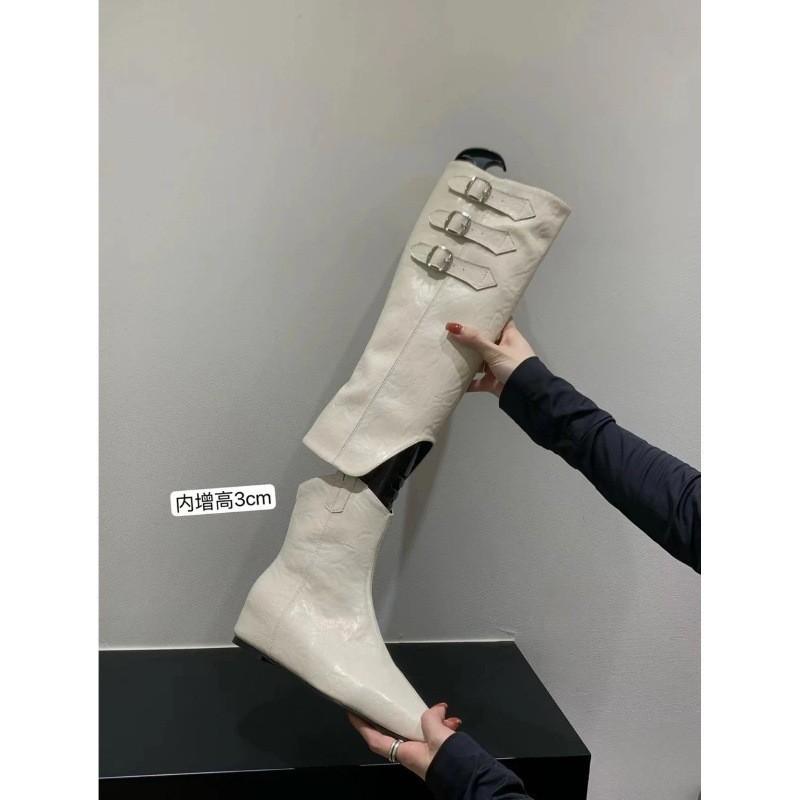 Версия из коровьей кожи увеличение внутренней высоты остроносые ковбойские сапоги вестерн 2025 новые весенне-осенние одинарные сапоги коричневые сапоги средней длины Майяр